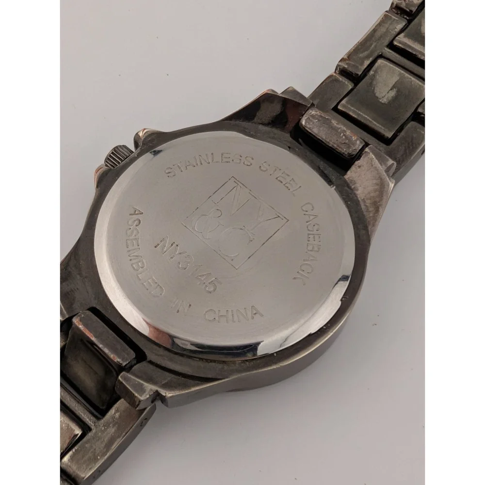 NY&C Watch Women 32mm Case Gunmetal Tone 7.25